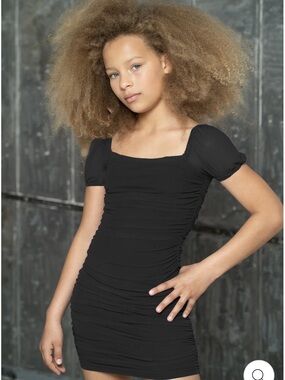 Katie J, TWEEN ANYA SOLID DRESS, Black, Small (7/8)